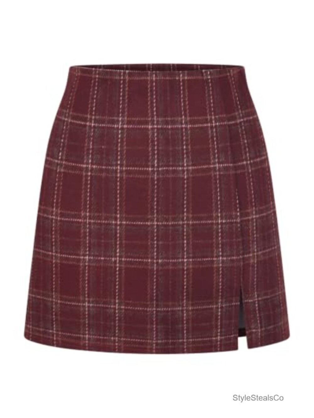 Plaid Gingham Mini Skort High Waisted Slit Fall Winter Short Skirt